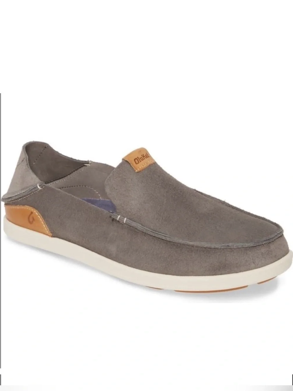 OluKai NaluKai Kala Charcoal Grey Men’s Slip On Suede Loafers Size 11.5